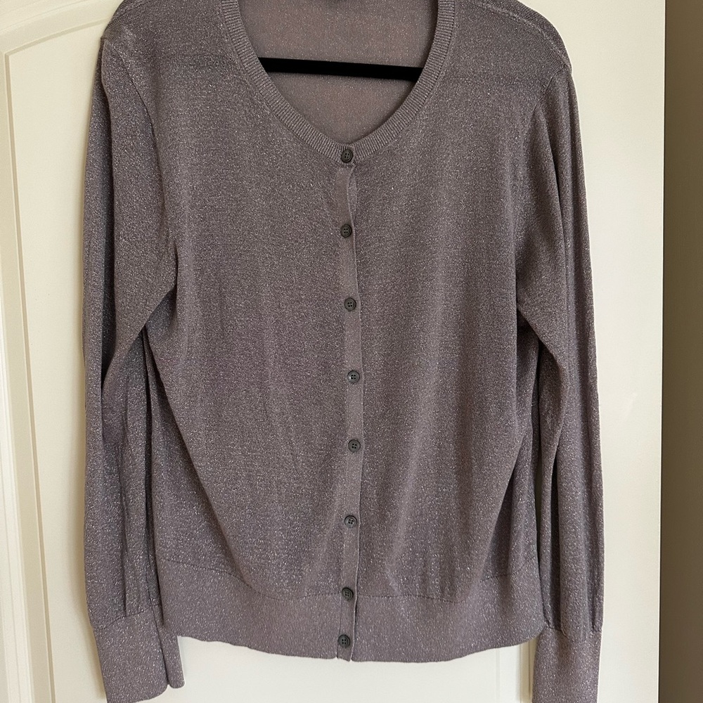 Lightweight cardigan with rose gold thread from The Loft.